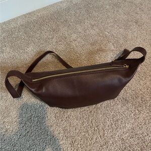 Brown Leather Convertible Crossbody Shoulder Bag